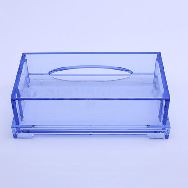 蓝色半透明有机玻璃纸巾盒定制